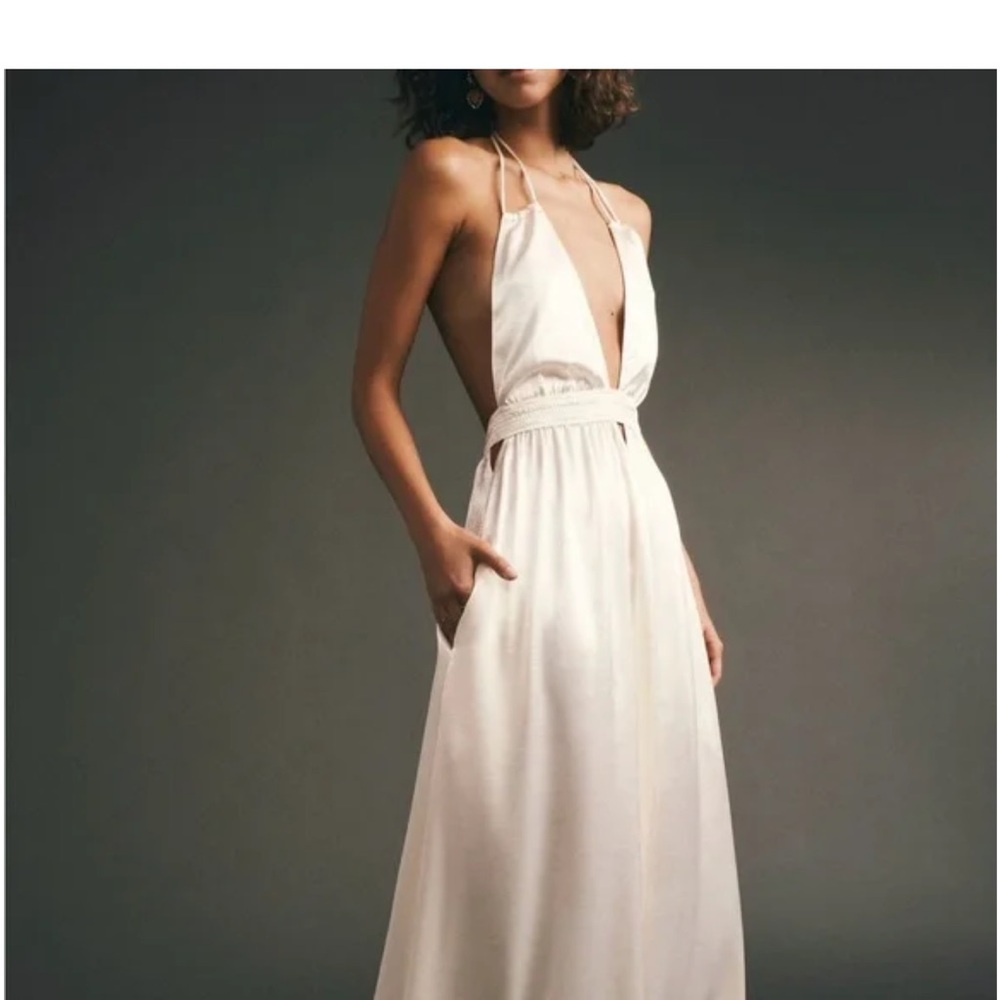 Free People White Halter Maxi Dress